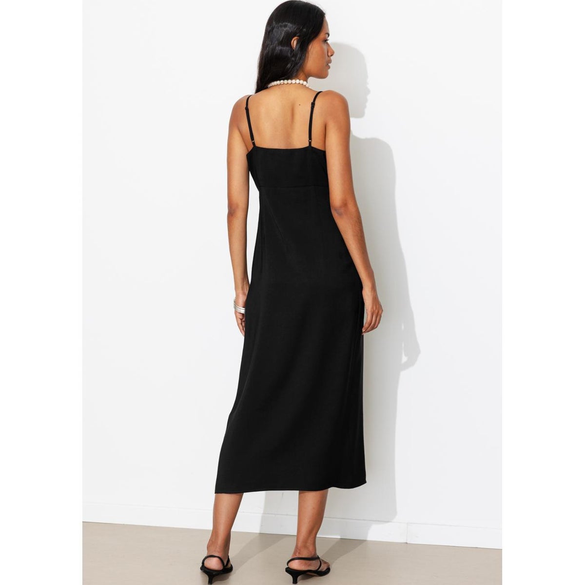 Robe longue à fines bretelles noir, PROMOD