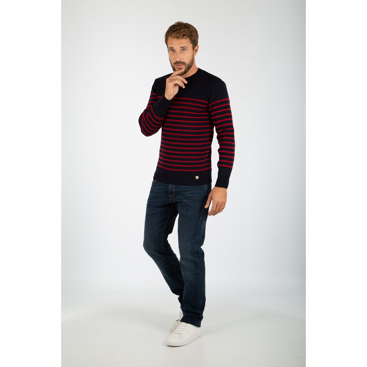 Jean coupe regular en coton LOUGRE stone, ARMOR-LUX