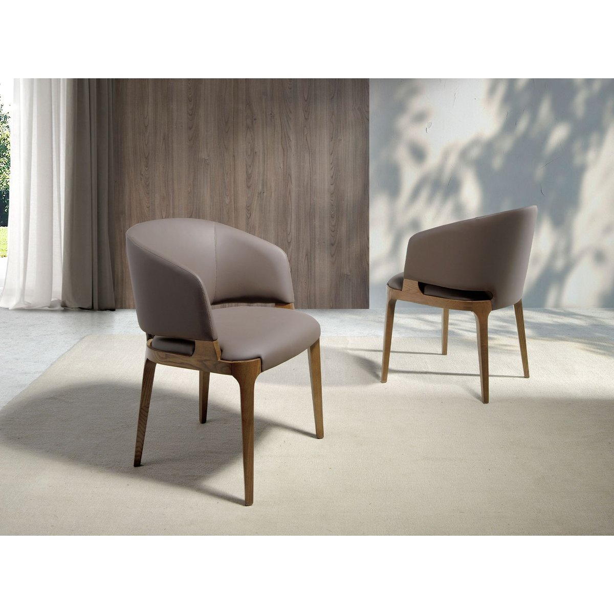Chaise en similicuir taupe foncé noyer | visone foncé, ANGEL CERDA