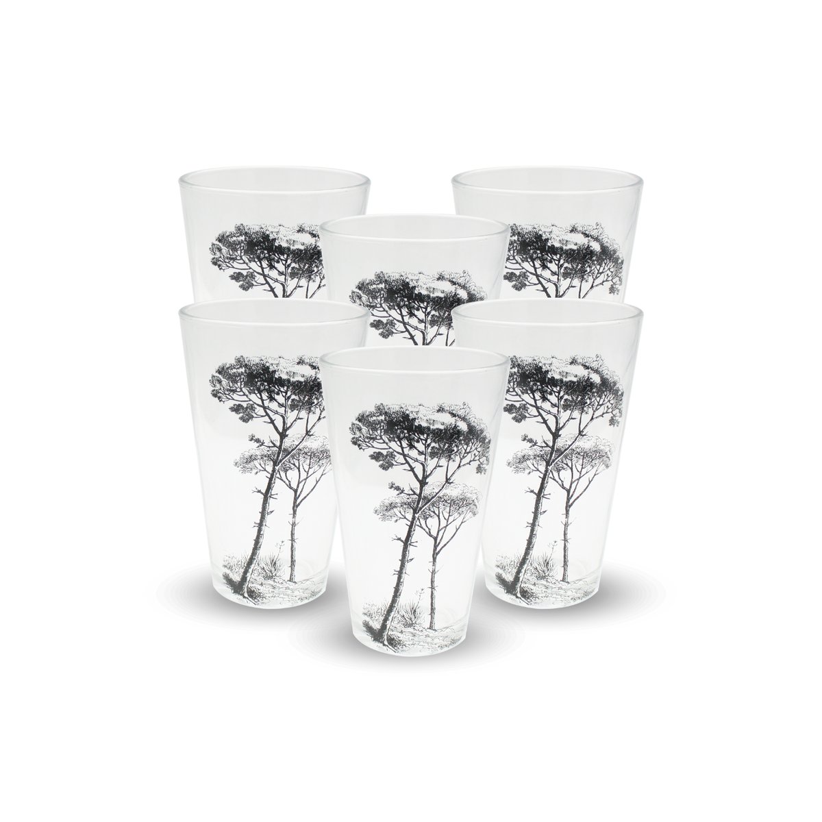 Lot de 6 verres, VILLA LES PINS noir, ARTIME
