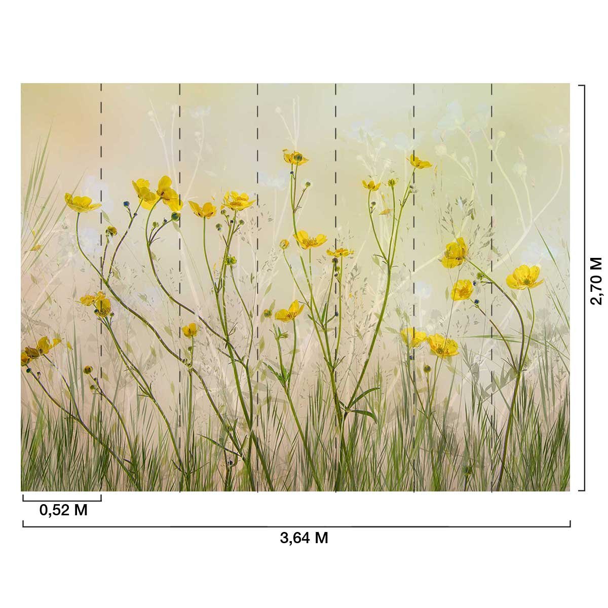 Papier peint fleurs jaunes intissé, HEXOA
