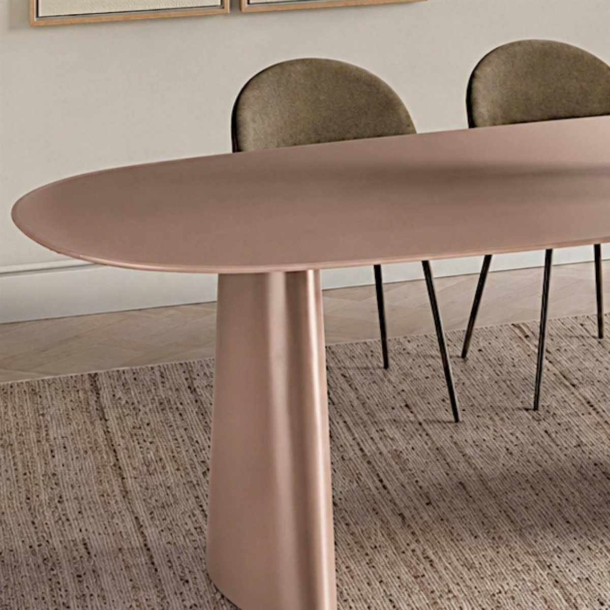 Table à manger design en verre, 8 places ALBA rose, PIER IMPORT