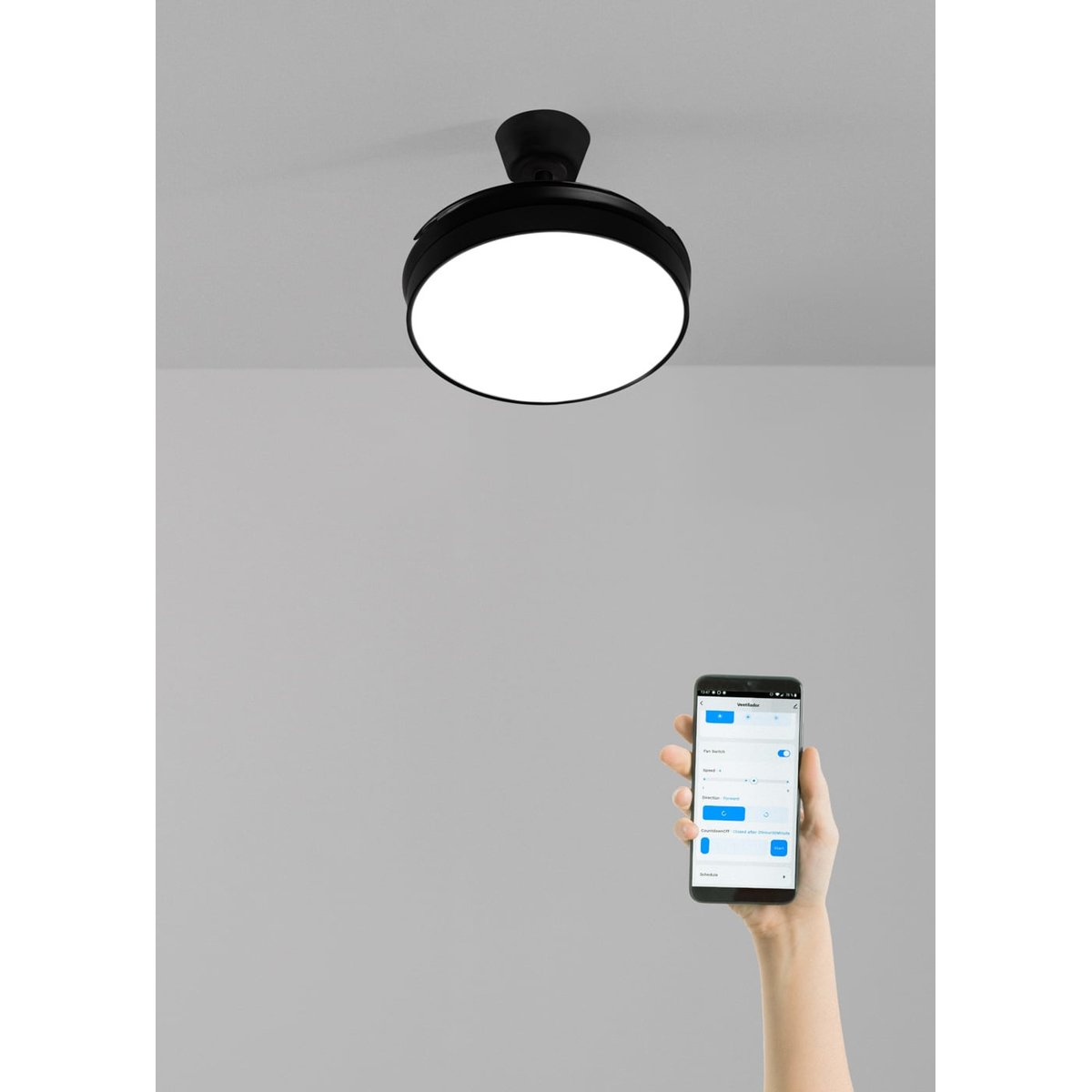 Ventilateur de plafond 40W avec lumière et Wi-Fi WIND CLEAR noir/noir, CREATE
