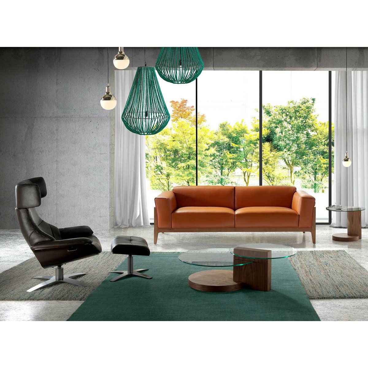 Repose pieds en cuir marron | noyer | gris foncé, ANGEL CERDA