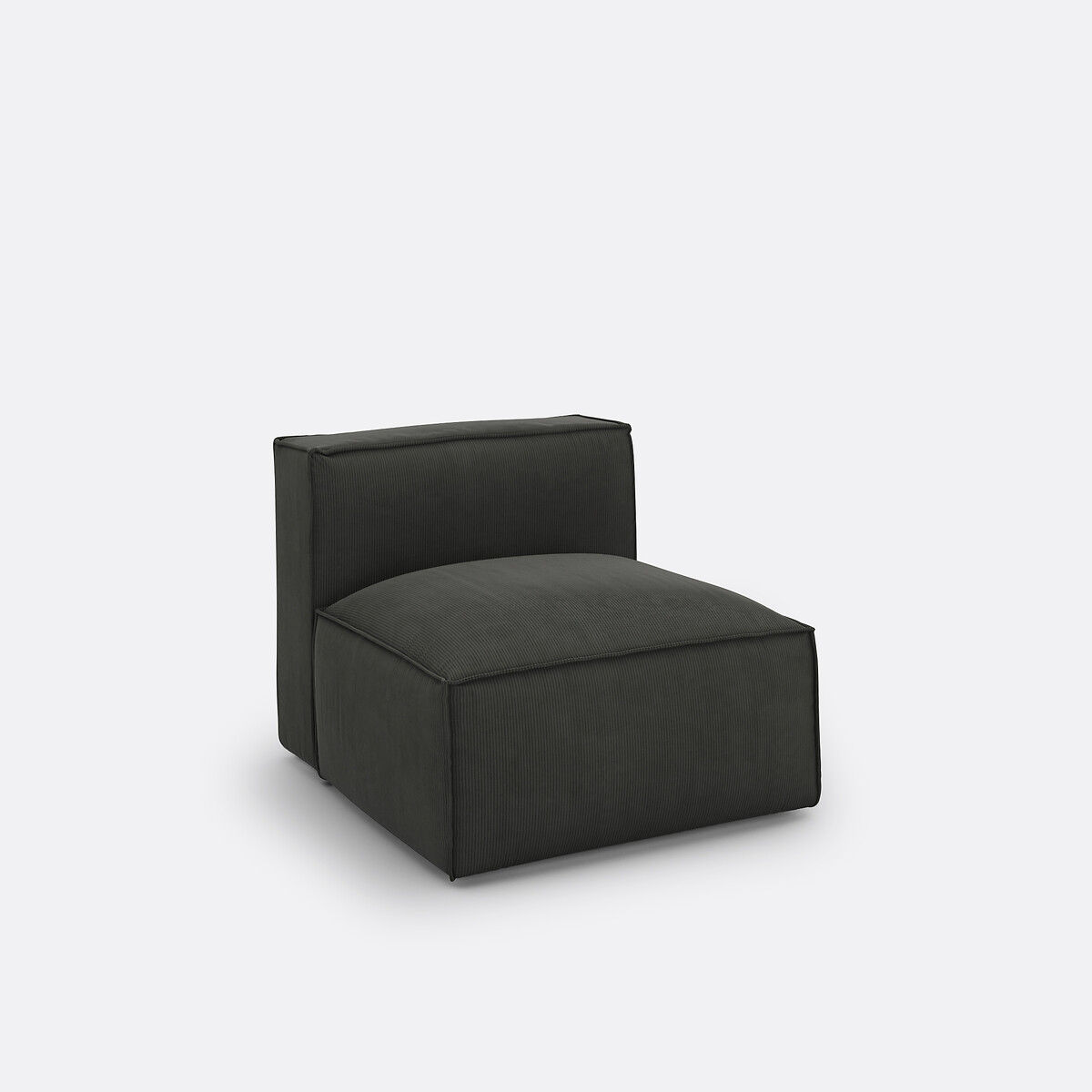 Elément chauffeuse pour canapé modulable, en velours côtelé fines côtes, SEVEN gris, LA REDOUTE INTERIEURS
