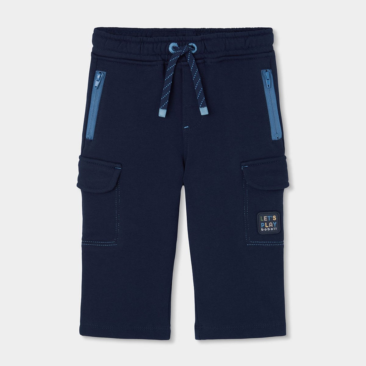 Pantalon molleton garçon cargo bleu, BOBOLI