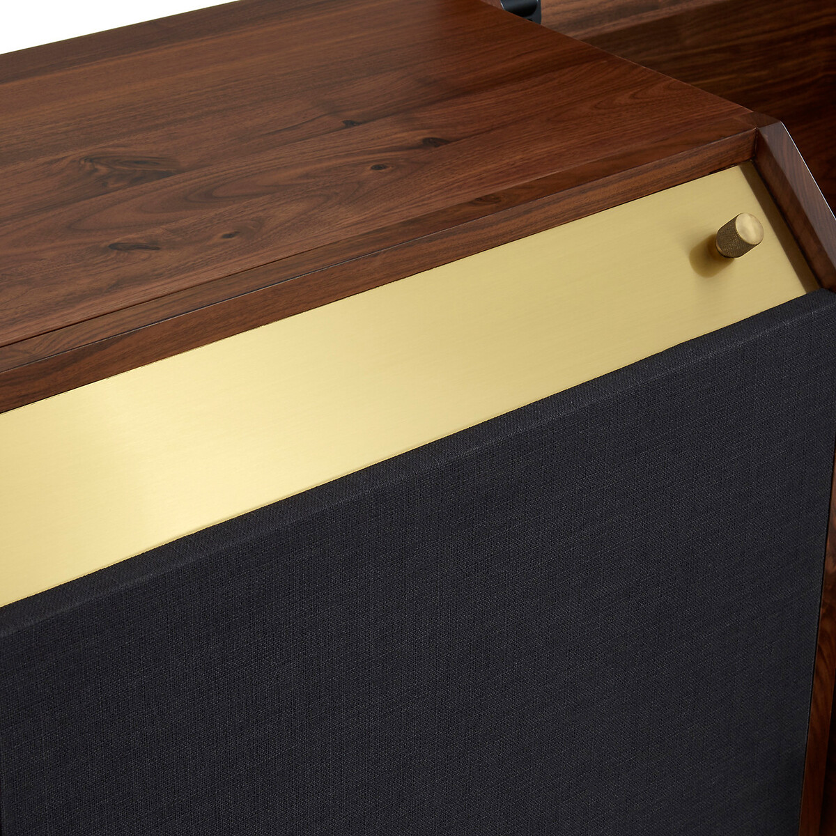 Ambrose Retro Solid Walnut Sideboard with Vinyl Storage brown , SO'HOME