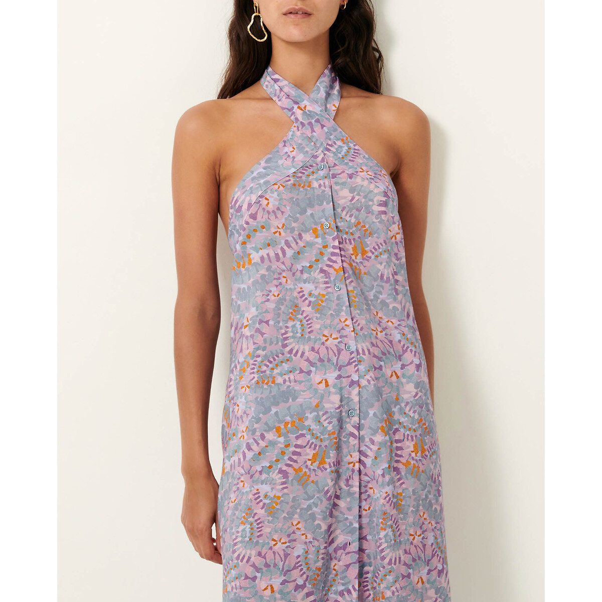 Santana Backless Pareo Dress in Floral Print sage, SESSUN