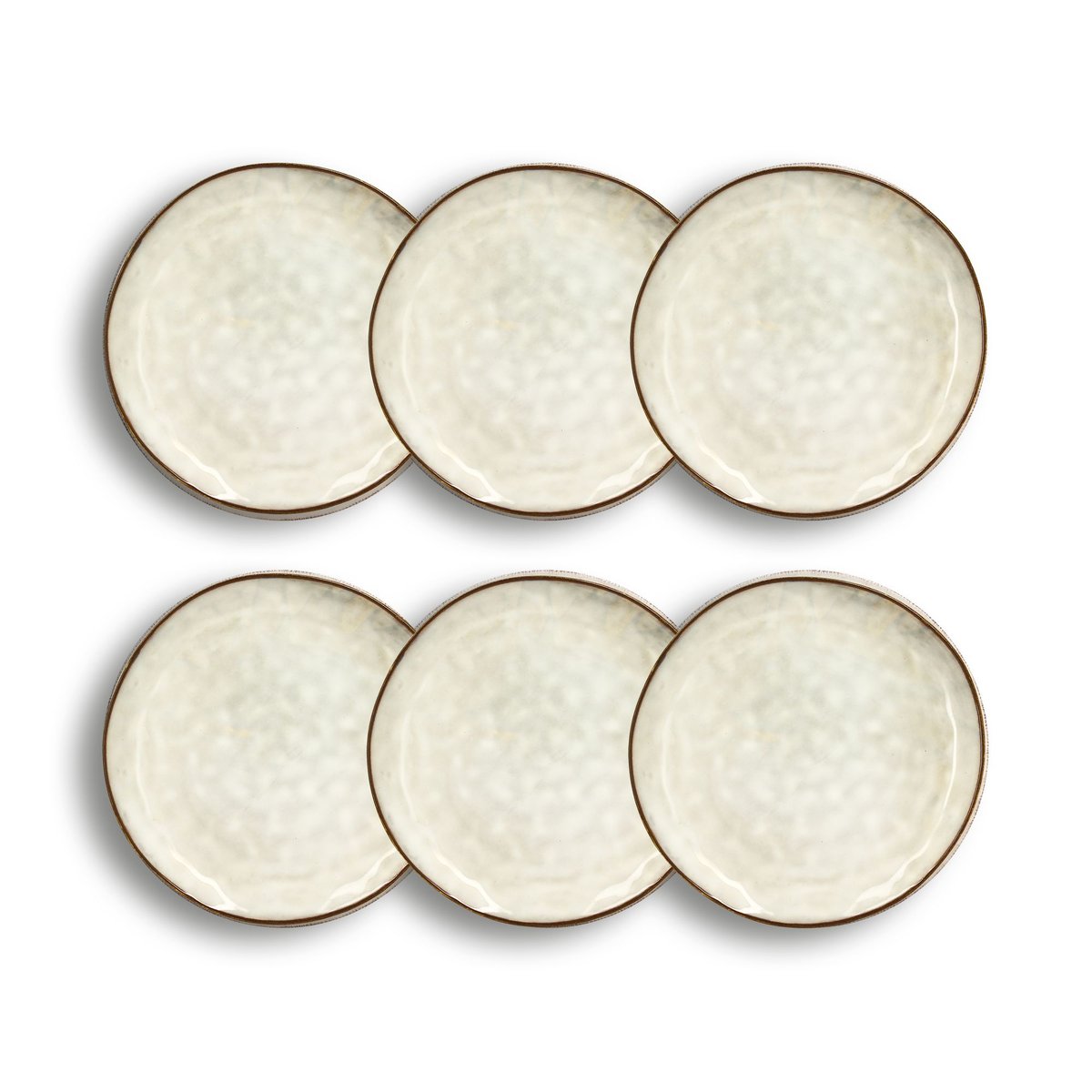 Lot de 6 assiettes desserts en grès 20,5cm, BORAL beige, OGO LIVING