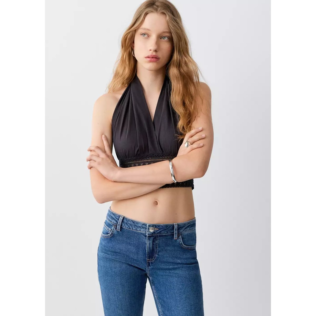 Jean low waist flare bleu foncé, MANGO TEEN