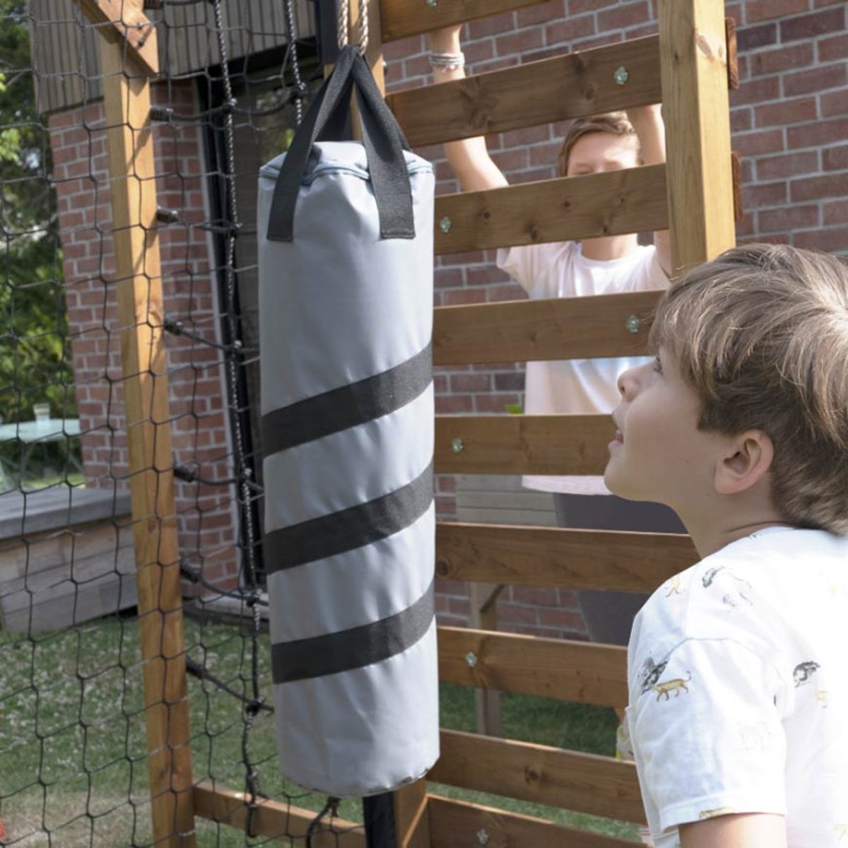 Aire de jeux multisport en bois avec toboggan ACHILLE marron, SOULET