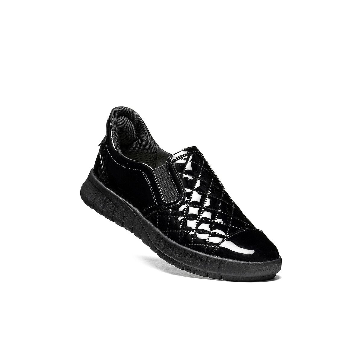Mocassins vernis à enfiler, FLEXTRIDE, FAST-IN noir, GEOX