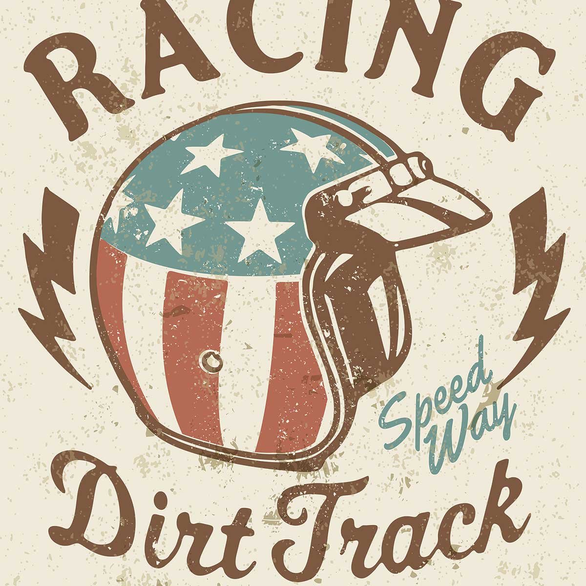 Affiche vintage motor racing affiche + cadre en bois - noir, HEXOA