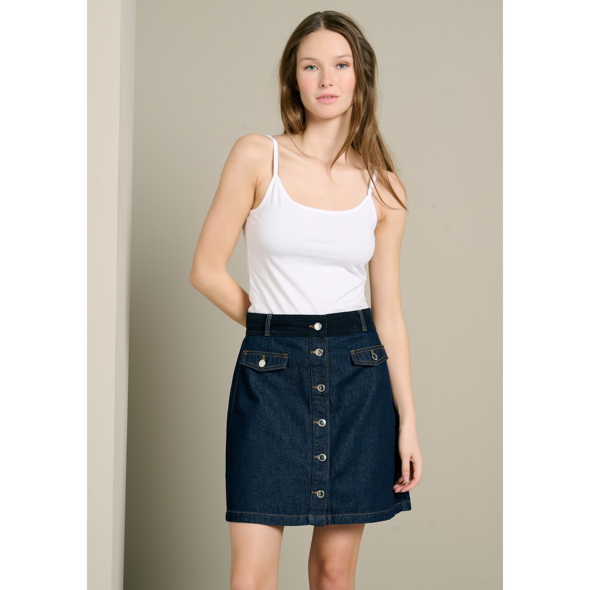 Mini-jupe en denim dark blue, LOLALIZA