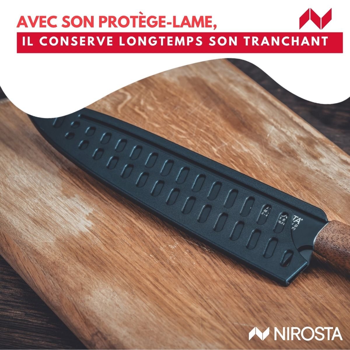 Couteau de chef 33 cm FLOW bois,noir, NIROSTA