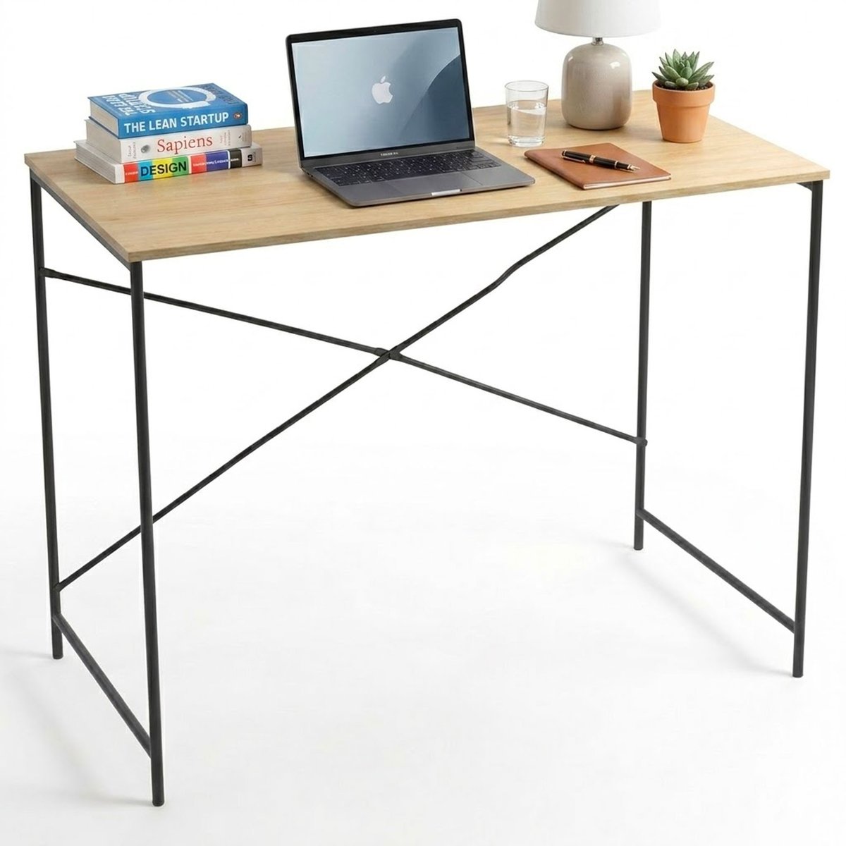 Bureau en bois et métal noir 100x60x74cm bois, WADIGA
