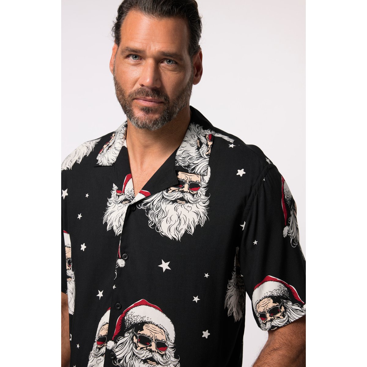 Chemise de Noël. Manches courtes noir, JP1880