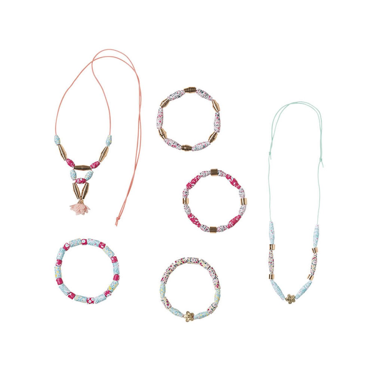 Kit Créatif - 6 Bijoux Perles De Papier À Créer rose, JANOD