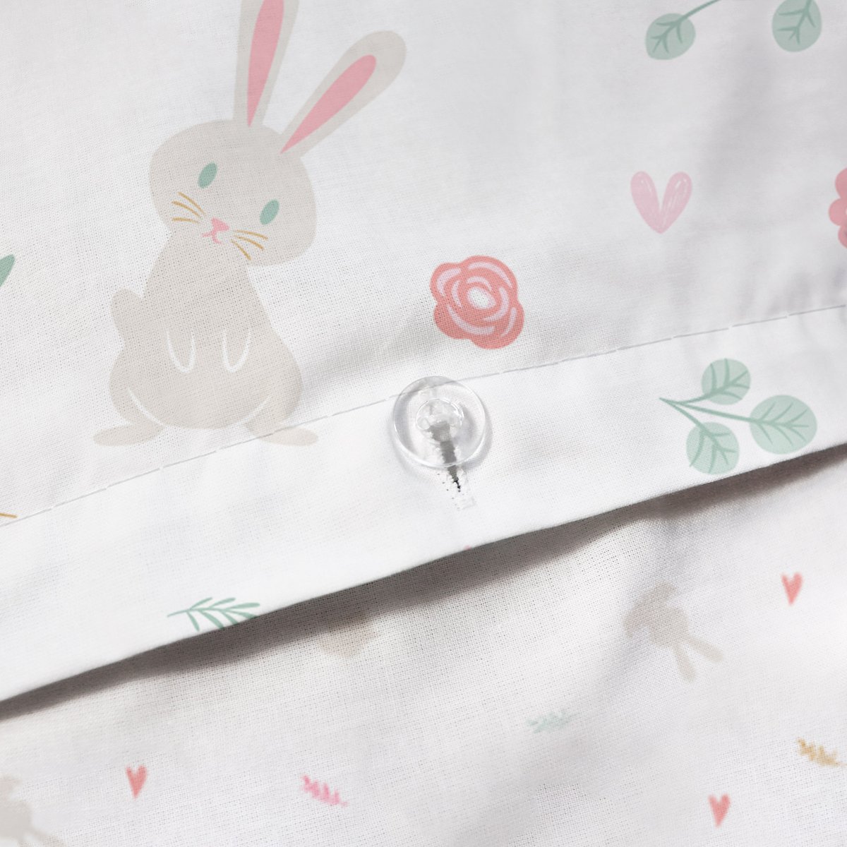 Parure de lit imprimée 100% coton, PETIT LAPIN blanc, MATT ET ROSE