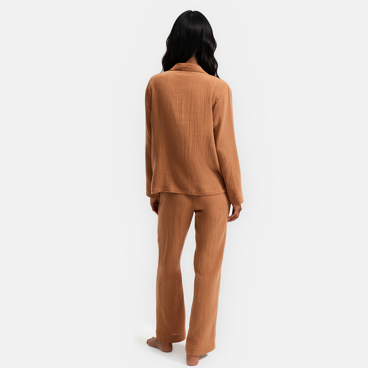 Pyjama en gaze de coton, Signature MARGOT caramel, LA REDOUTE COLLECTIONS