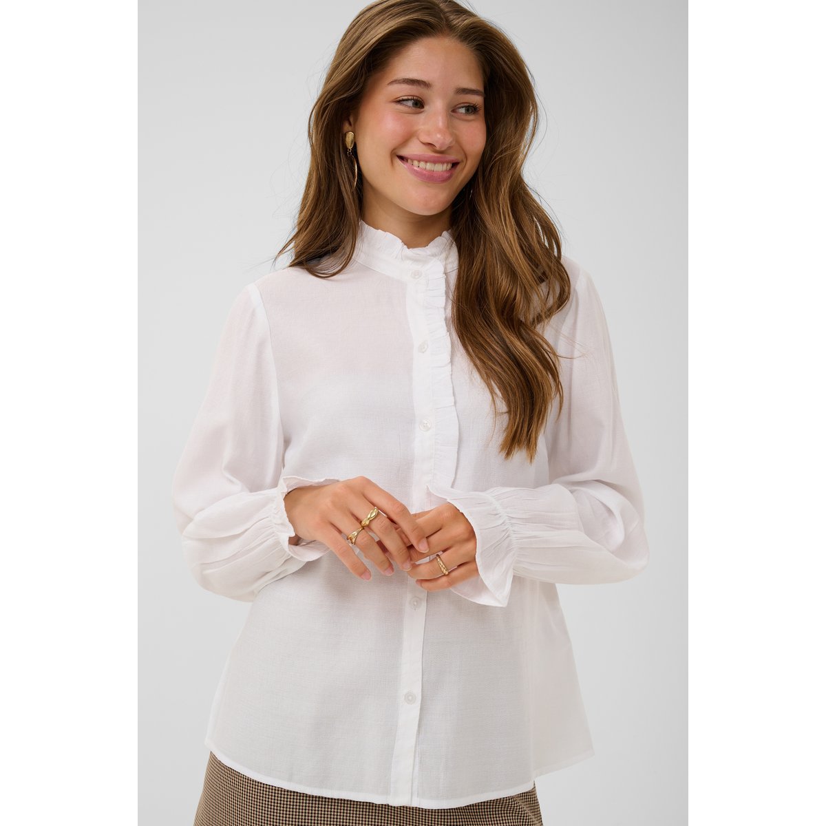 Chemise à manches longues blanc snow white, CREAM