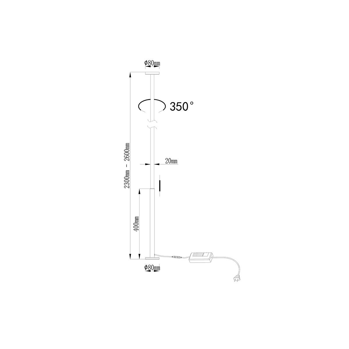 Lampadaire    VERTICAL blanc, MANTRA