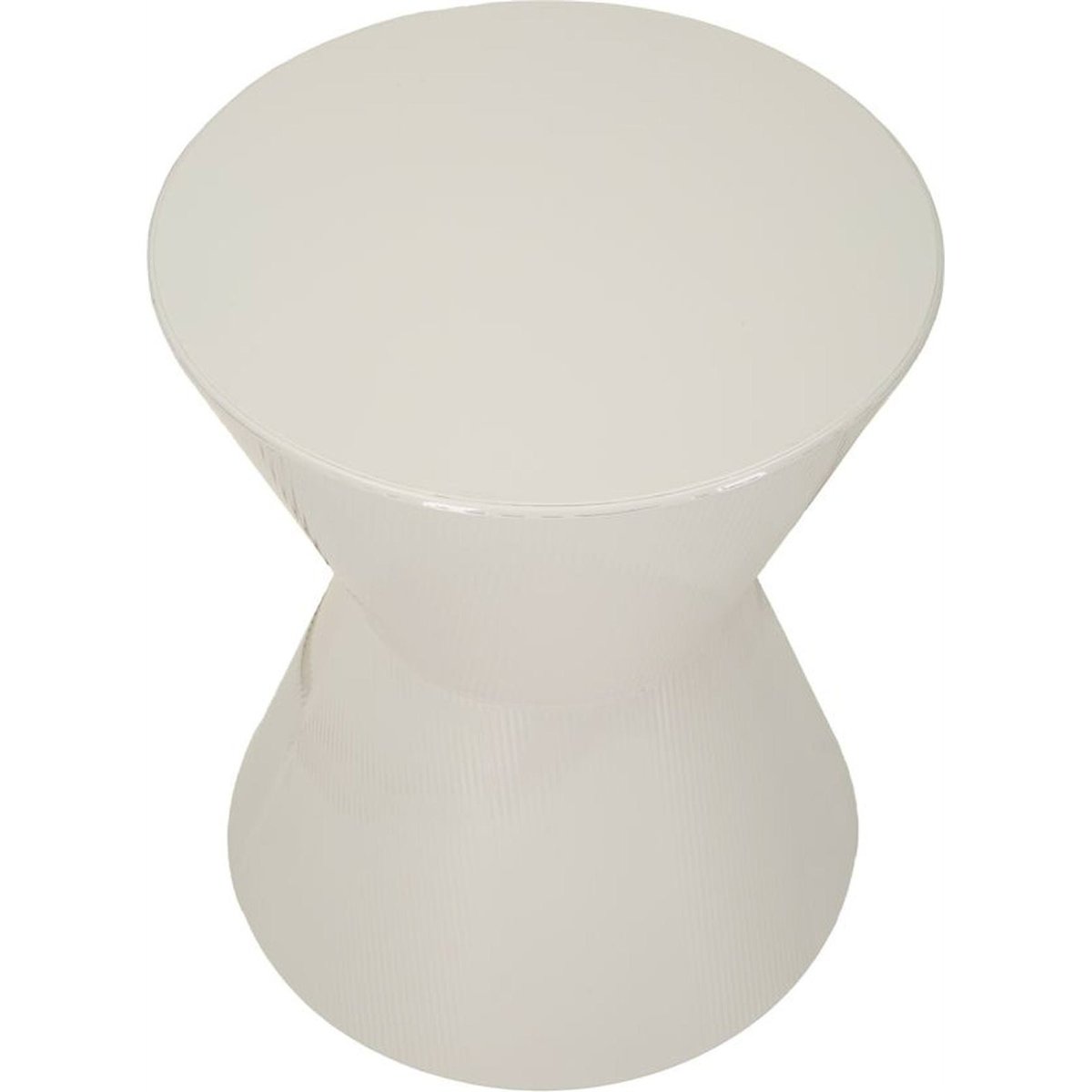 Table basse ronde en métal forme sablier blanc brillant, RECOLLECTION