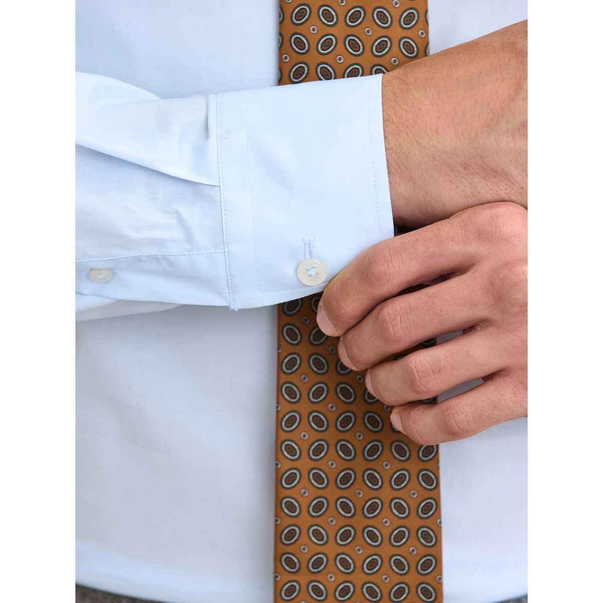 Chemise slim habillée coton stretch/cravate bleu, NEXT