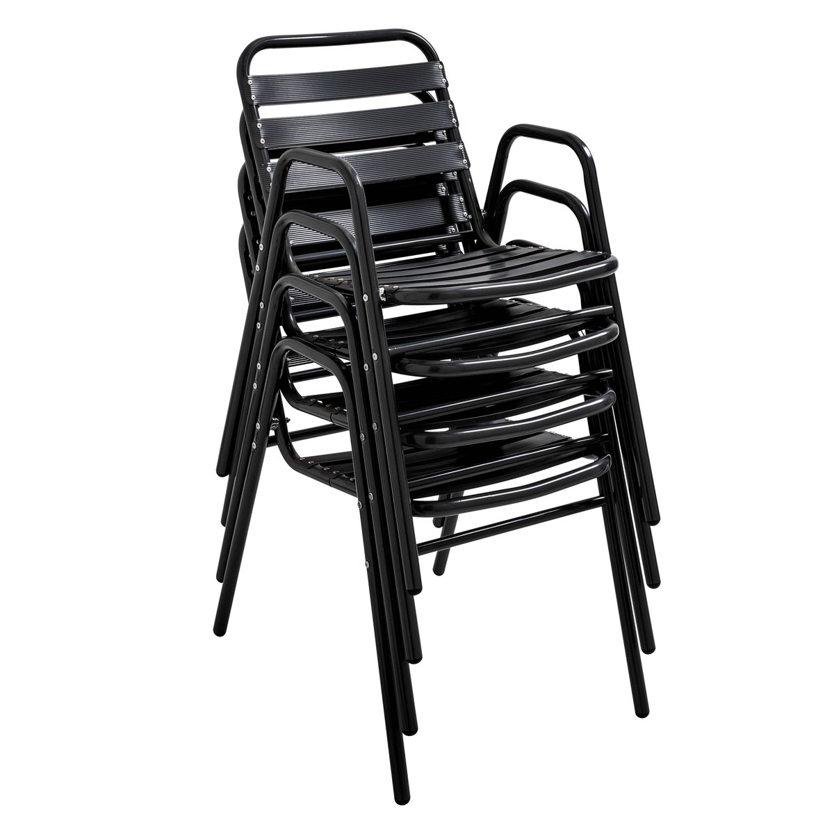 Lot de 4 chaises de jardin avec accoudoirs en aluminium, NOTTING HILL noir, OVIALA