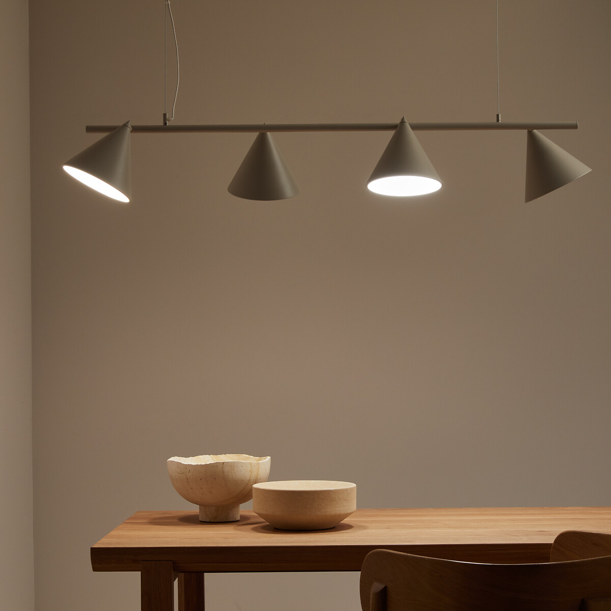 Lampadario 4 coni orientabili, Moke grigio, AM.PM