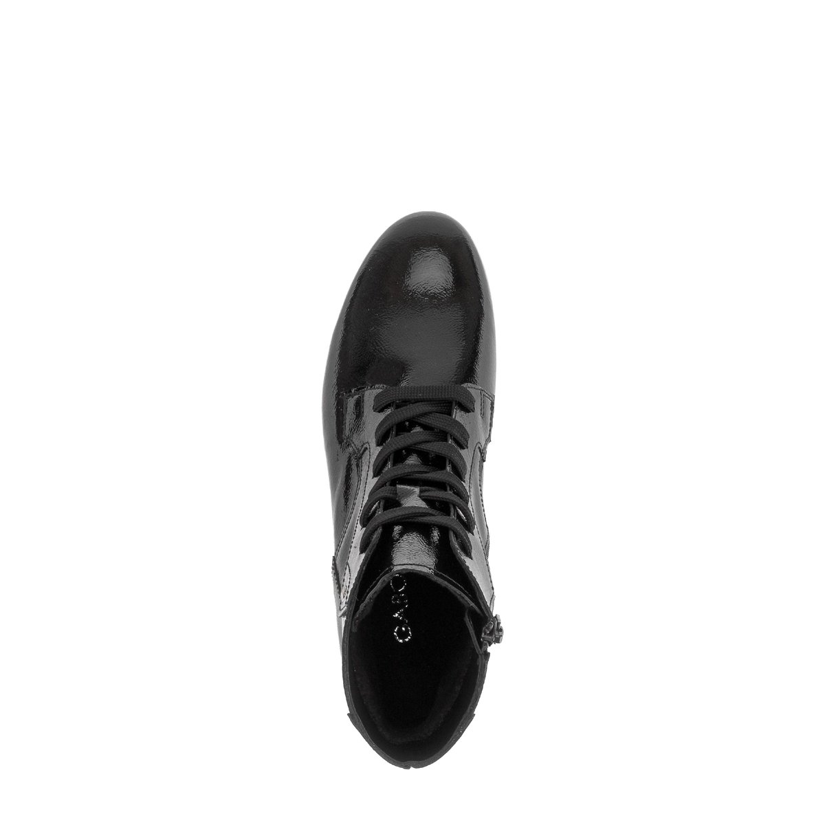 Bottines en cuir verni à talon décroché noir, GABOR