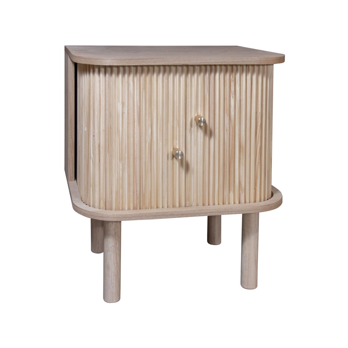 Meuble d'appoint en bois clair avec portes coulissantes, HECTOR naturel, NOW'S HOME