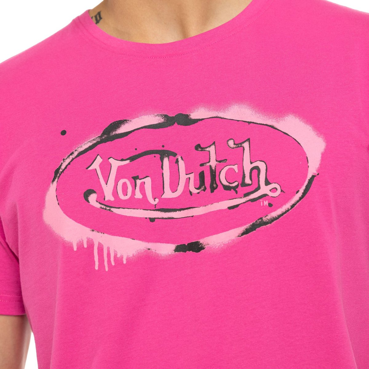 Tee Shirt coton GRAPH rose/noir, VON DUTCH
