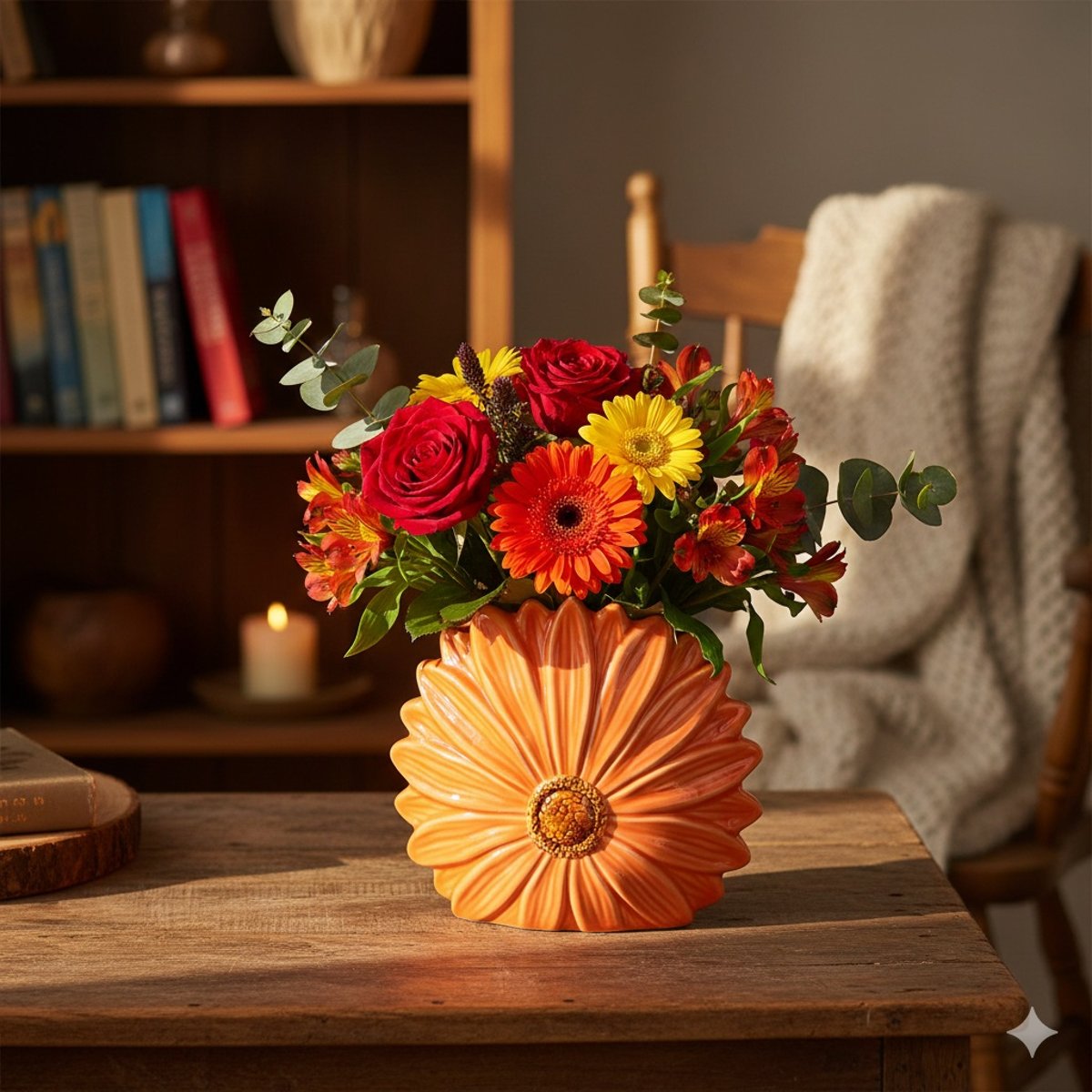 Vase en forme de fleur orange, EDEN