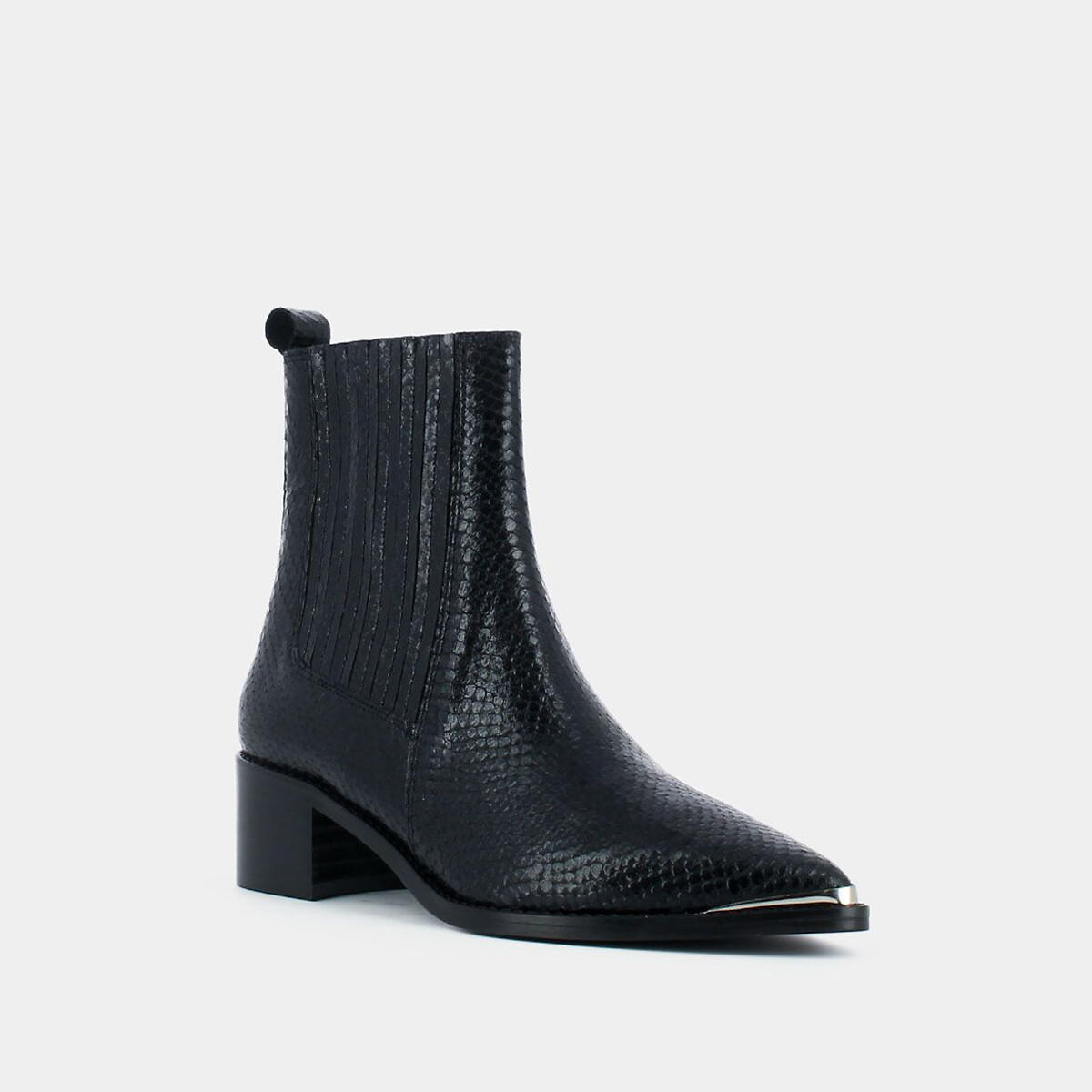 Bottines esprit cowboy en cuir Arsene noir, JONAK