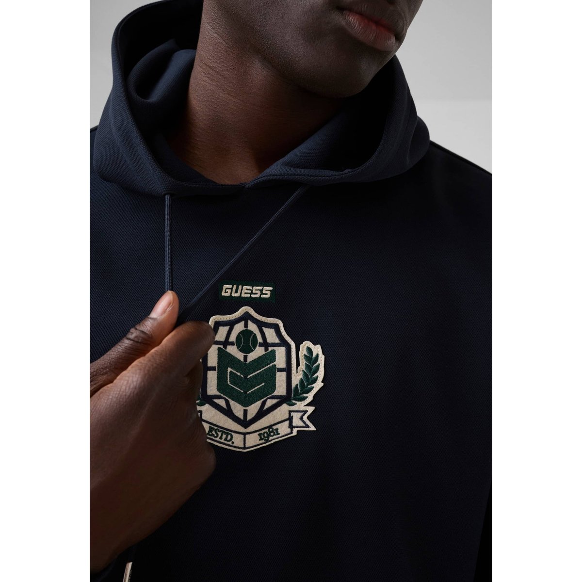 Sweatshirt Avec Logo Brodé bleu foncé, GUESS