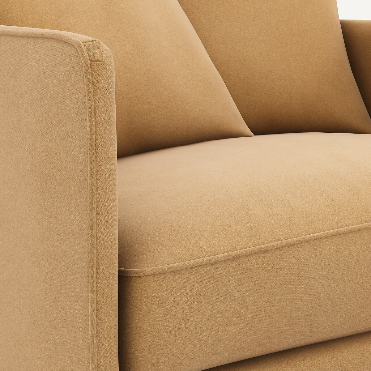 Fauteuil en velours de lin, LAZARE caramel, AM.PM