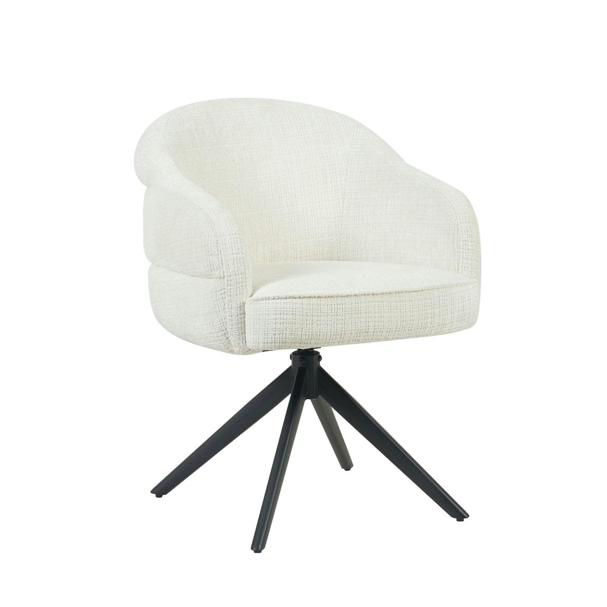 Chaise arrondie pivotante en tissu chenille (lot de 2) CORTINA ecru, PIER IMPORT