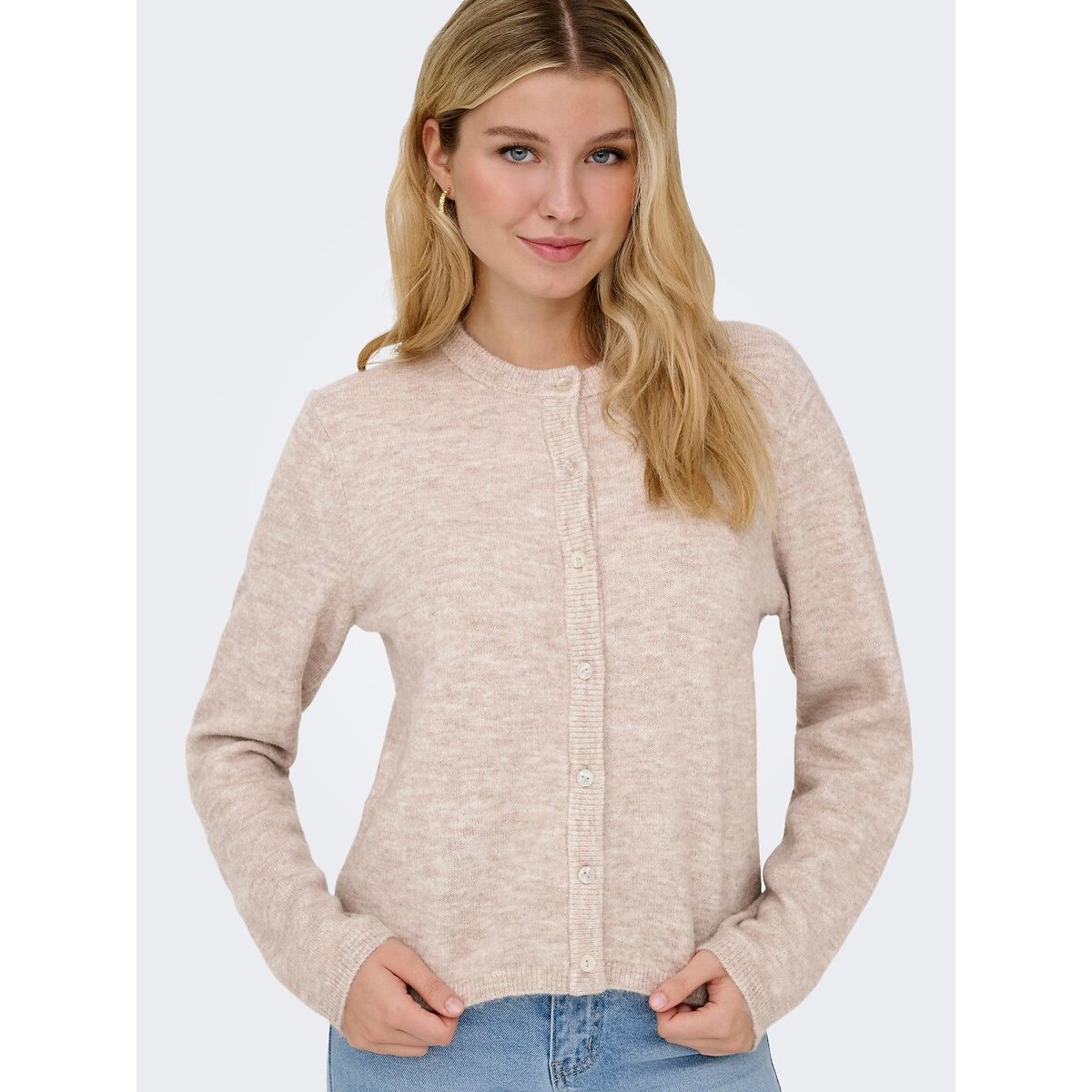 Cardigan abbottonato con scollo rotondo ecru , ONLY
