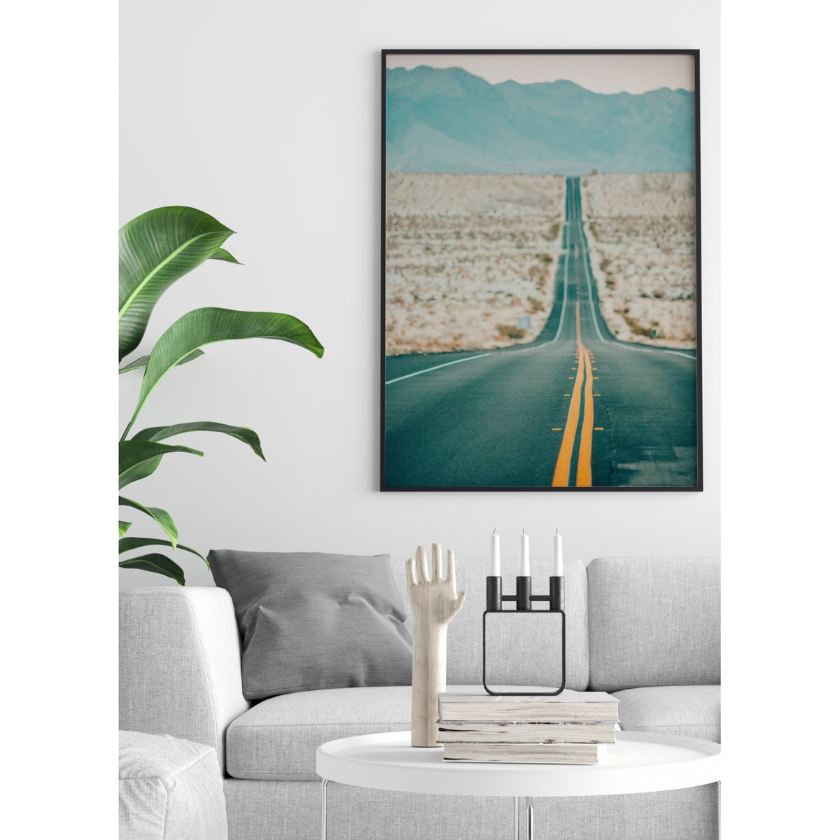 Affiche Nature Desert Road blanc, L'AFFICHERIE