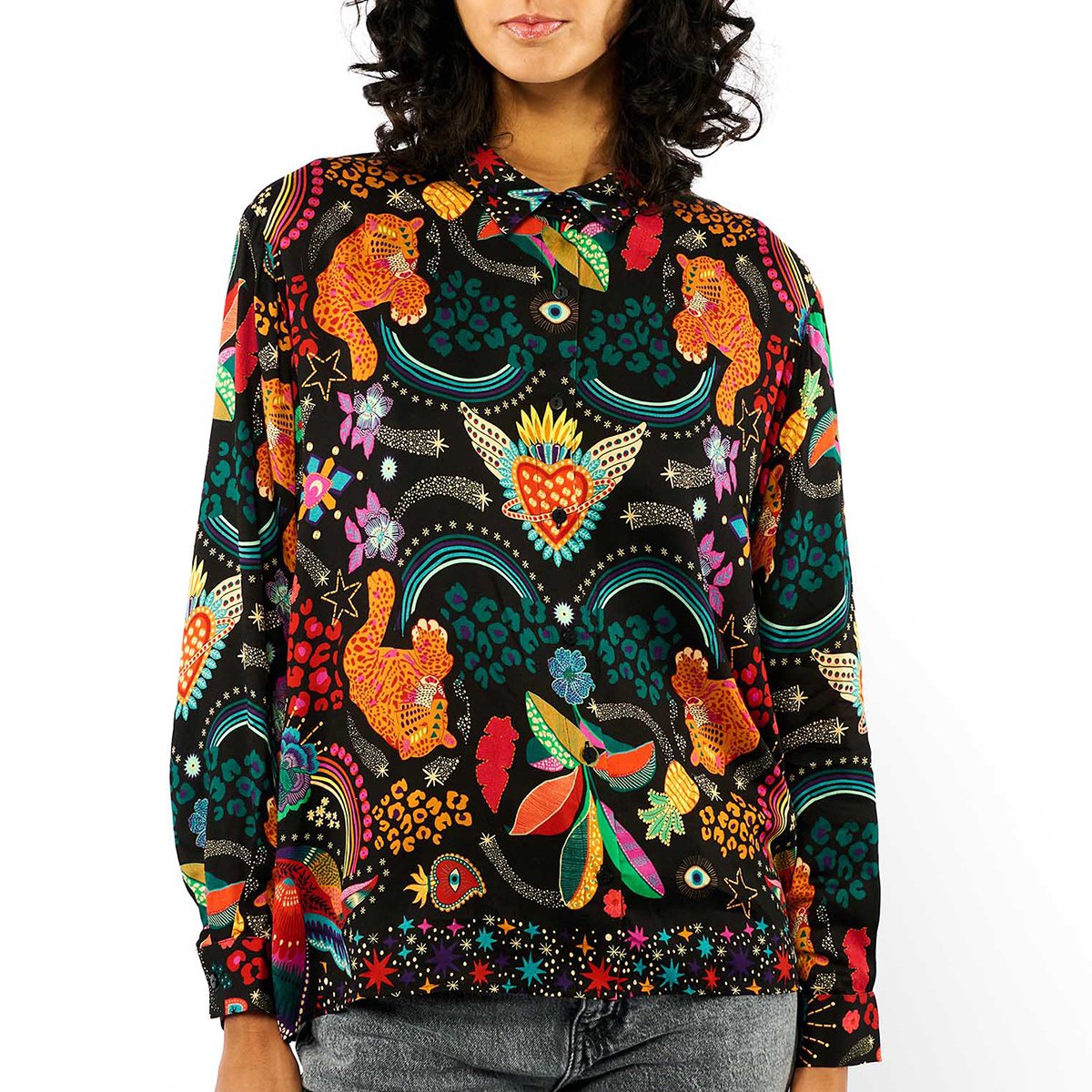 Chemise imprimé à motifs BONAVENTURE CRAZY WOLRD noir, WILD
