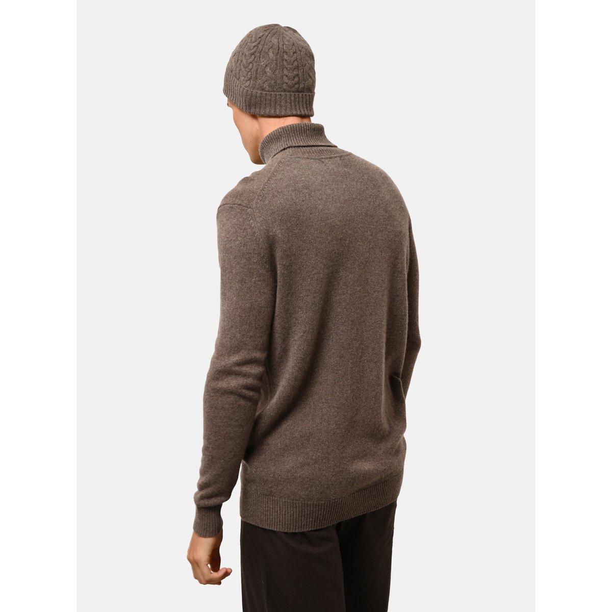 Pull Col Roulé 4 Fils Taupe Chiné Sacha marron, JUST CASHMERE