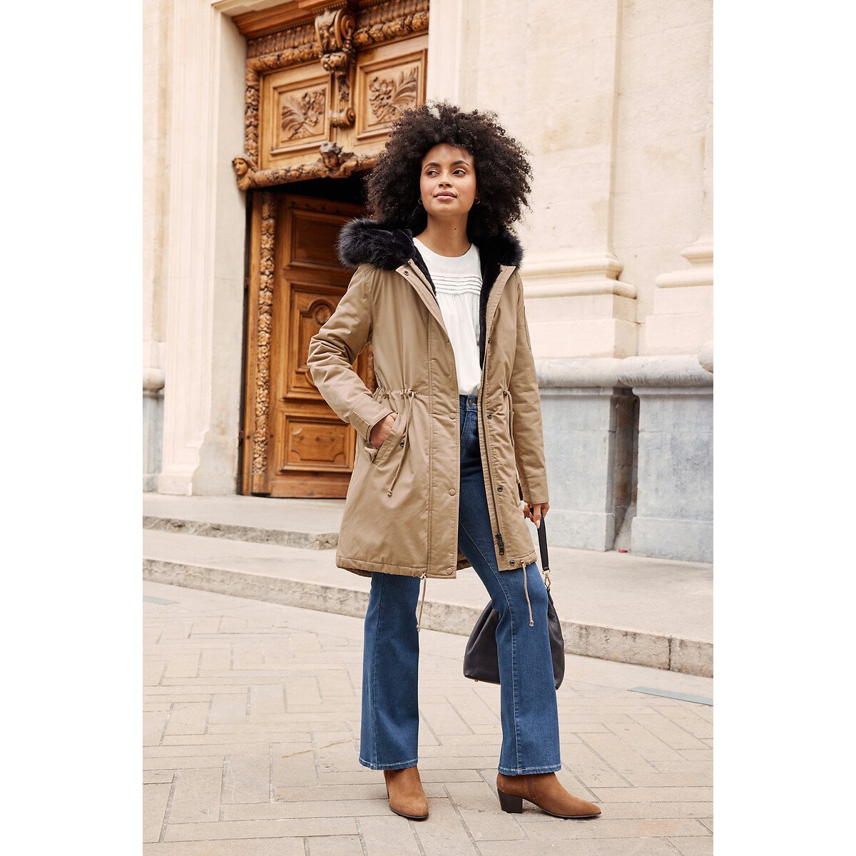 Recycled Mid-Length Parka with Hood black, ANNE WEYBURN