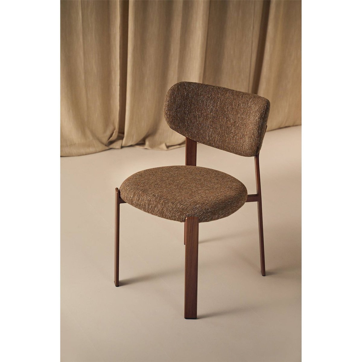 Chaise de salle à manger tapissée KAREE marron chiné, RECOLLECTION