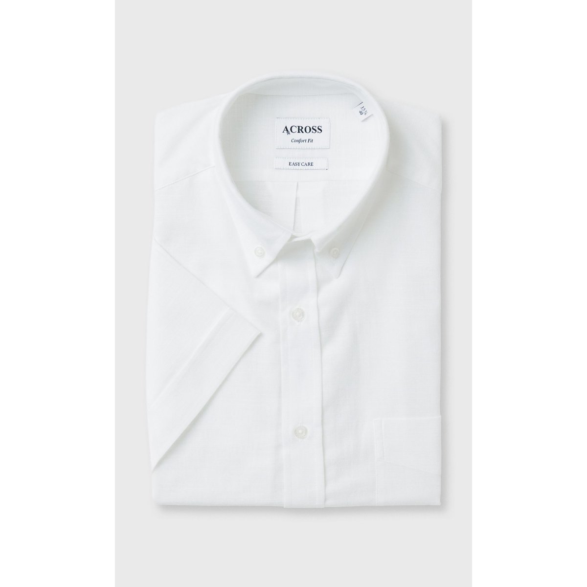 Chemise Confort fit manches courtes aspect lin blanc, ACROSS