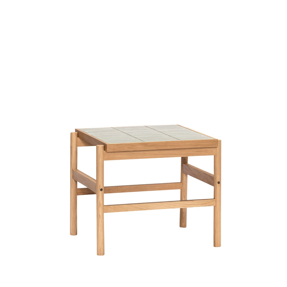 Table d'appoint en placage de chêne, bois de chêne et carreaux TILE. menthe/naturel, HUBSCH