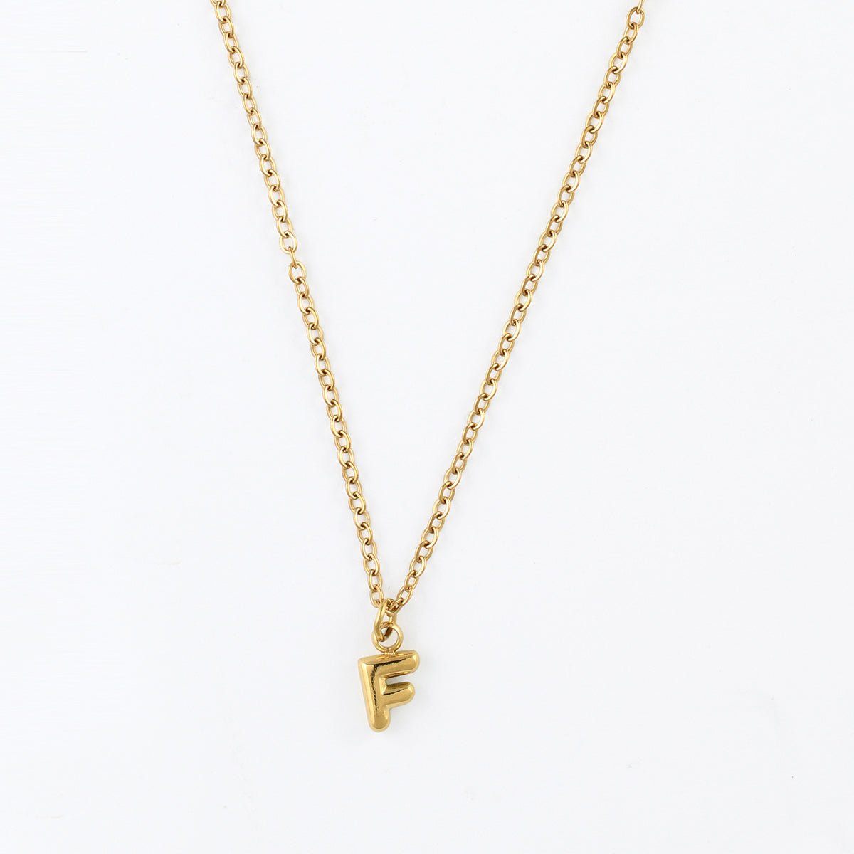 Collier à pendentif lettre F acier inoxydable doré, BALABOOSTE