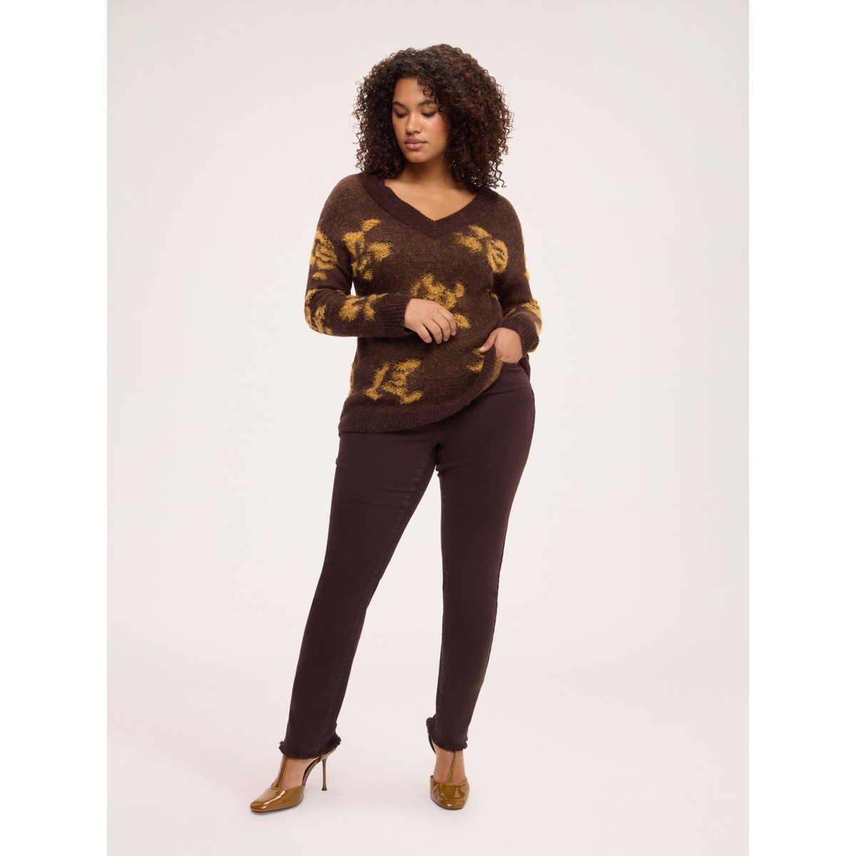 Pantalon Skinny marron, FIORELLA RUBINO