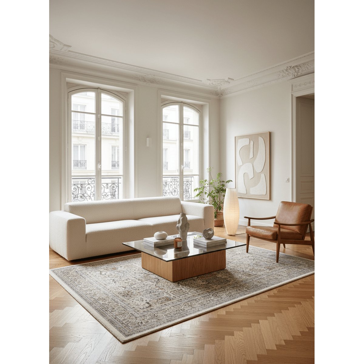 Tapis design en fibres recyclées VILLANDRY palette colorée, AFK LIVING