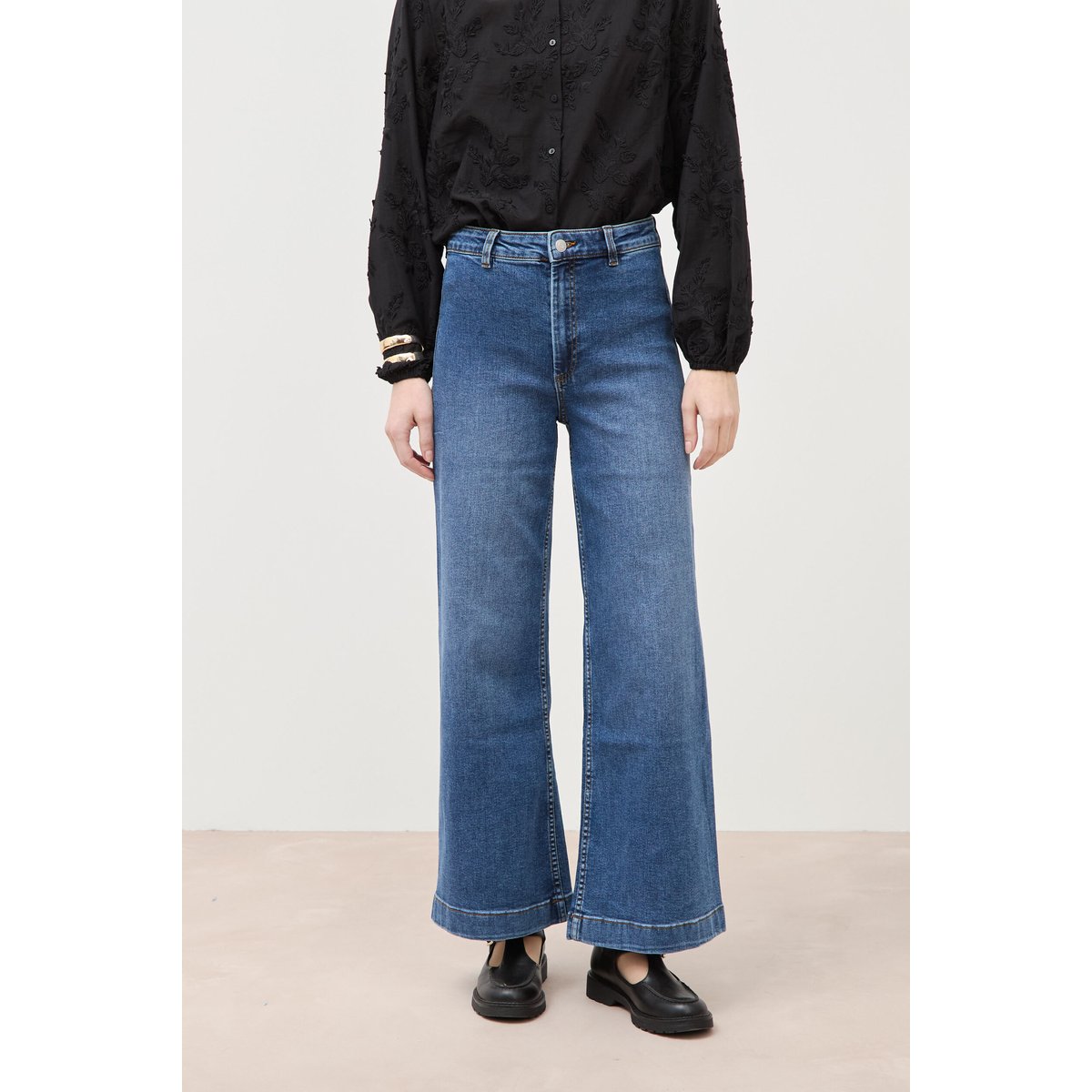 Jeans large taille haute denim stone, BONOBO